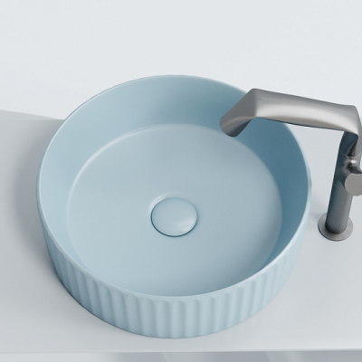 Умывальник CERAMICANOVA Element чаша накладная круглая (цвет Голубой Матовый) CN6057ML