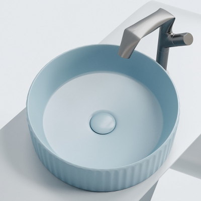 Умывальник CERAMICANOVA Element чаша накладная круглая (цвет Голубой Матовый) CN6057ML