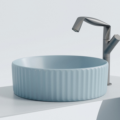 Умывальник CERAMICANOVA Element чаша накладная круглая (цвет Голубой Матовый) CN6057ML