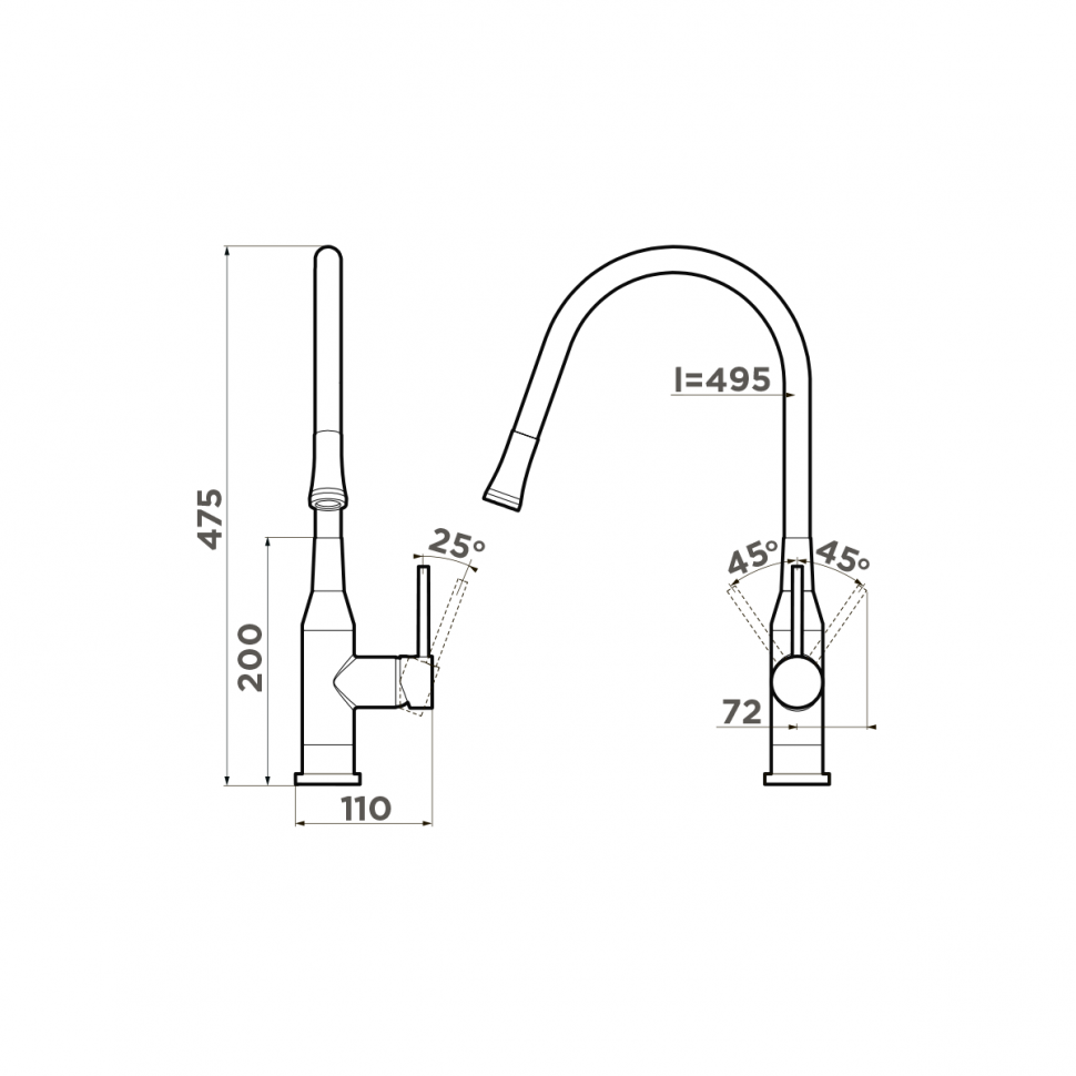 Смеситель для кухни Omoikiri Yatomi-BN латунь/нержавеющая сталь, 4994248