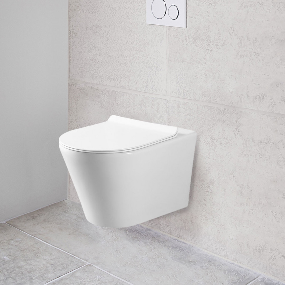 Унитаз подвесной Vito VT1-23 безободковый, ультратонкое soft-close сиденье