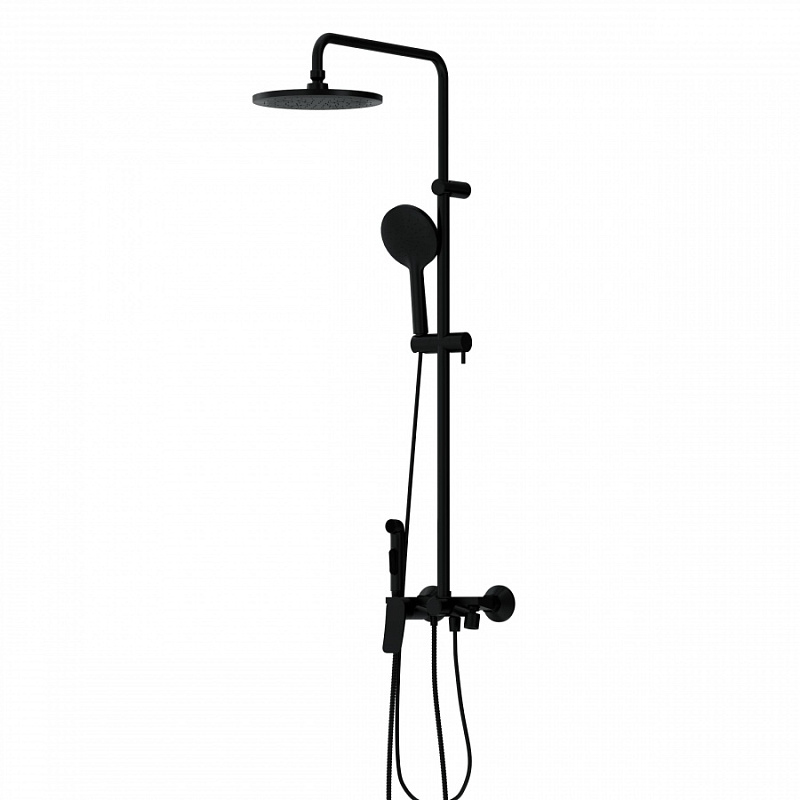 Душевая система Damixa Apollo DX220910300 стойка с тропическим душем, смесителем, черная матовая