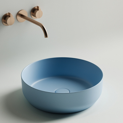 Умывальник CERAMICANOVA Element чаша накладная круглая (цвет Голубой Матовый) CN6022ML