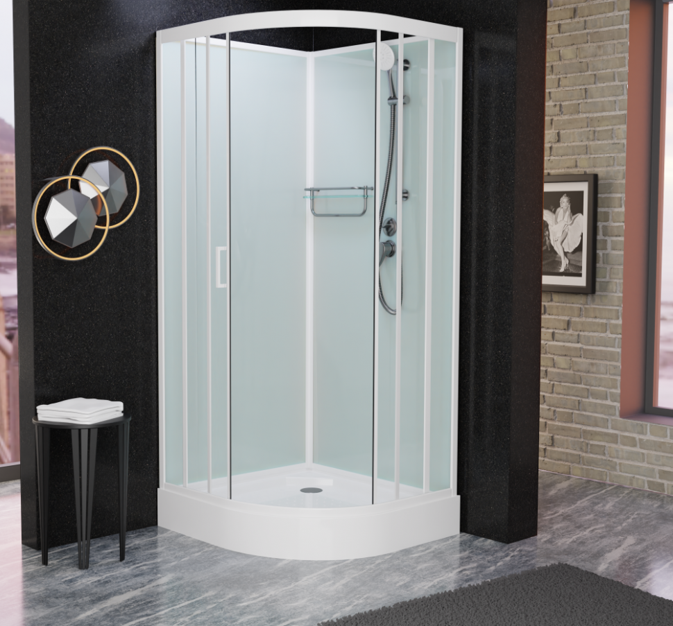 Душевая кабина Frank F408 М White без крыши матовое стекло 80x80 см, 20002