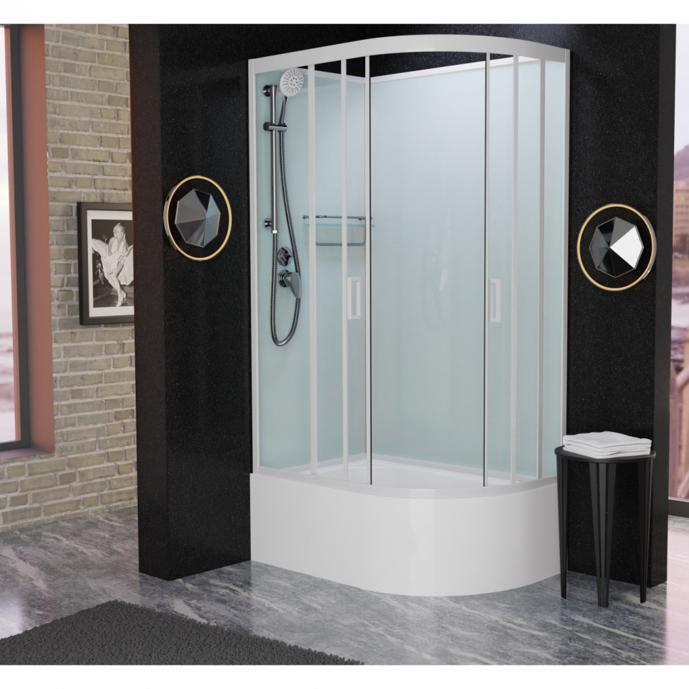 Душевая кабина Frank F412/2L М White 120x80 без крыши матовое стекло, 20037