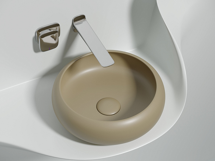 Умывальник CERAMICANOVA Element чаша накладная круглая (цвет Капучино Матовый) CN6050MC