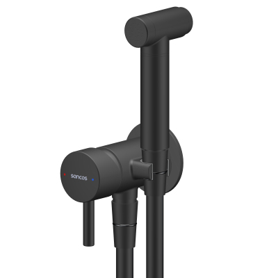 Гигиенический душ SANCOS Atom со смесителем, цвет черный матовый, SC2001MB