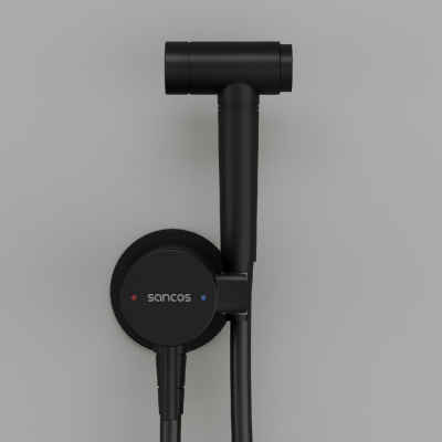Гигиенический душ SANCOS Atom со смесителем, цвет черный матовый, SC2001MB
