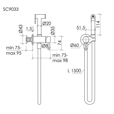 Гигиенический душ SANCOS Etna, с внутренней частью, со смесителем, брашированное золото, PVD покрытие, SC9033BG