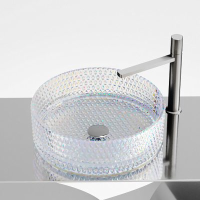 Умывальник CERAMICANOVA Cristal чаша накладная круглая (цвет неон) 360 мм CN6059