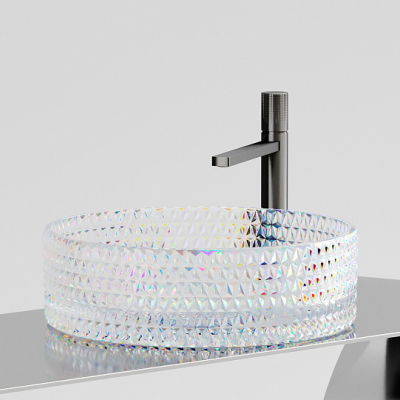 Умывальник CERAMICANOVA Cristal чаша накладная круглая (цвет неон) 360 мм CN6059
