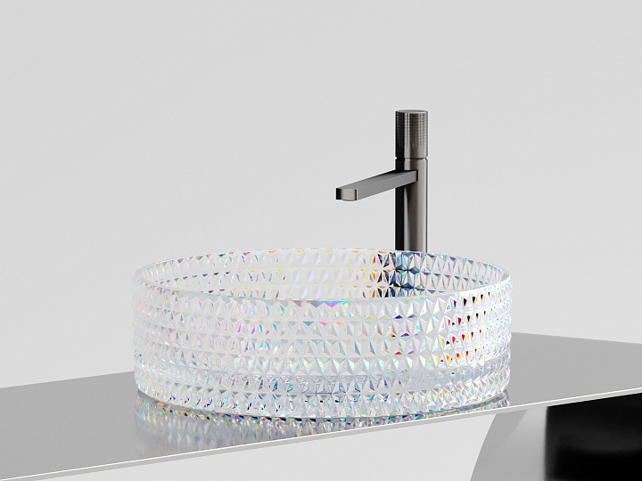 Умывальник CERAMICANOVA Cristal чаша накладная круглая (цвет неон) 360 мм CN6059