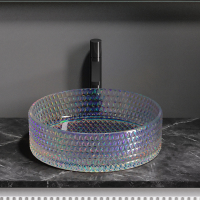 Умывальник CERAMICANOVA Cristal чаша накладная круглая (цвет неон) 360 мм CN6059