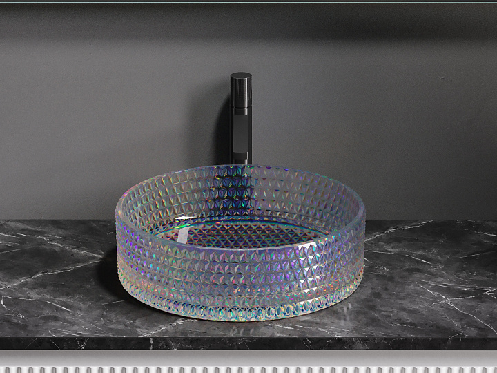 Умывальник CERAMICANOVA Cristal чаша накладная круглая (цвет неон) 360 мм CN6059