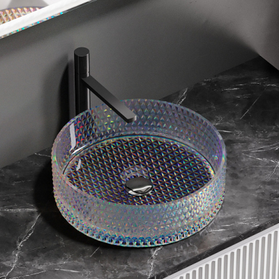 Умывальник CERAMICANOVA Cristal чаша накладная круглая (цвет неон) 360 мм CN6059