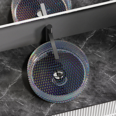 Умывальник CERAMICANOVA Cristal чаша накладная круглая (цвет неон) 360 мм CN6059