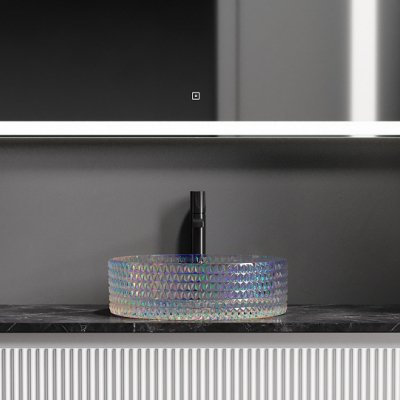 Умывальник CERAMICANOVA Cristal чаша накладная круглая (цвет неон) 360 мм CN6059