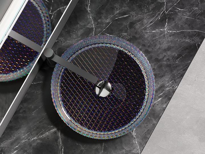 Умывальник CERAMICANOVA Cristal чаша накладная круглая (цвет неон) 360 мм CN6059