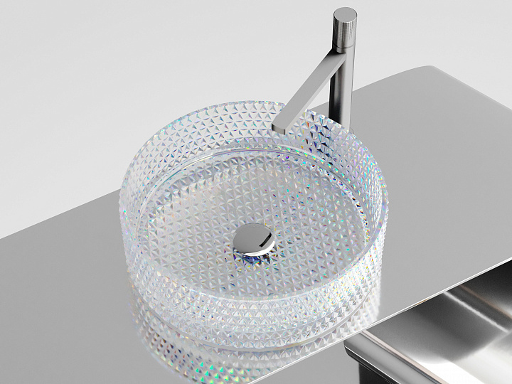 Умывальник CERAMICANOVA Cristal чаша накладная круглая (цвет неон) 360 мм CN6059