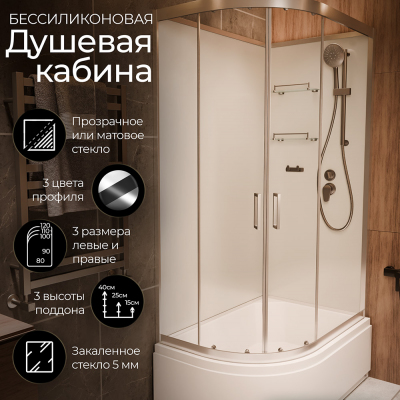 Душевая кабина Frank F412/2R Brilliant без крыши 120x80 см, 190009