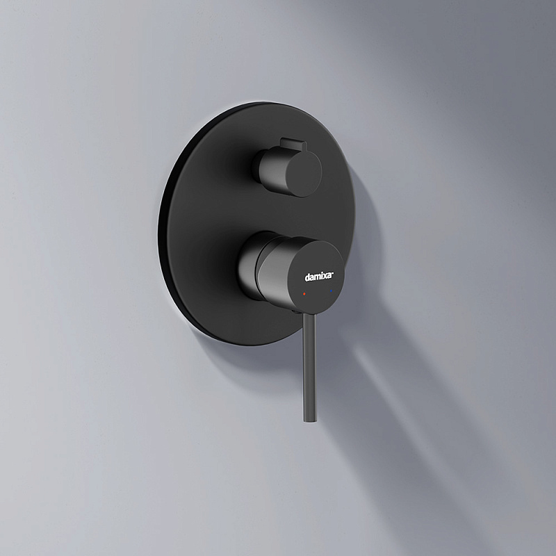 Встраиваемая душевая система Damixa Scandinavian Pure 936510300 черная: тропический верхний душ, ручной душ, излив