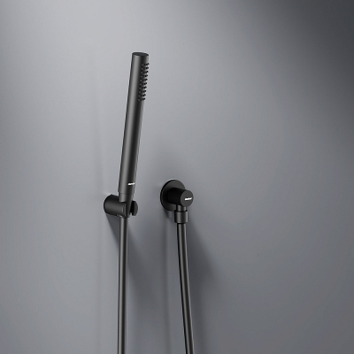 Встраиваемая душевая система Damixa Scandinavian Pure 936510300 черная: тропический верхний душ, ручной душ, излив