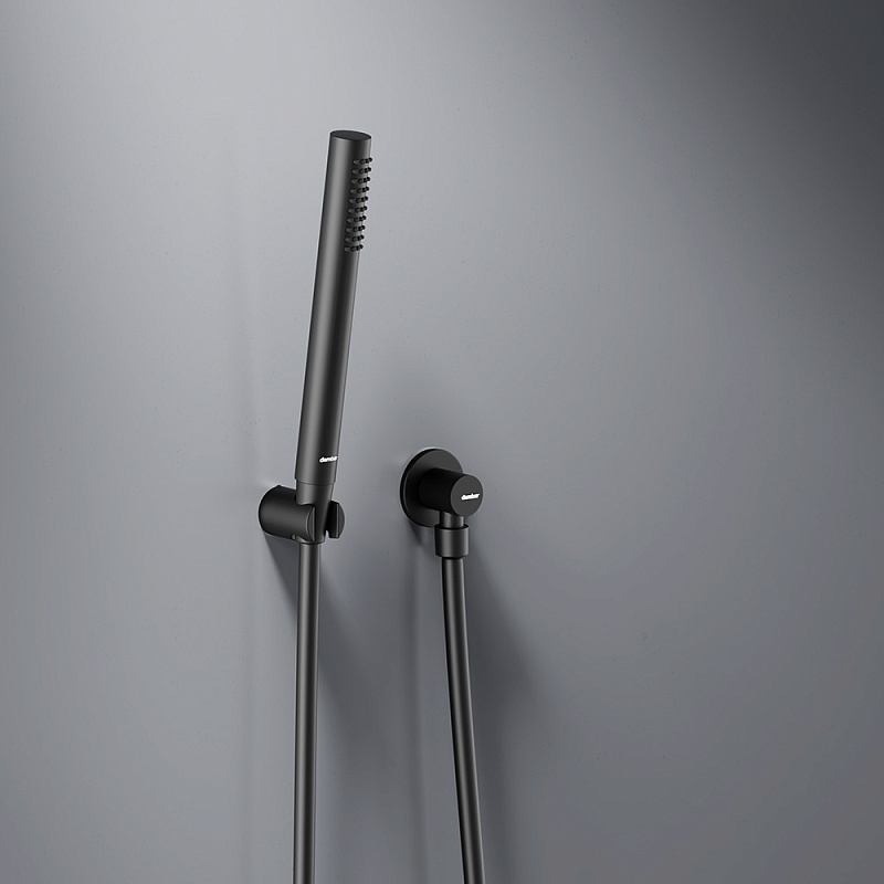 Встраиваемая душевая система Damixa Scandinavian Pure 936510300 черная: тропический верхний душ, ручной душ, излив