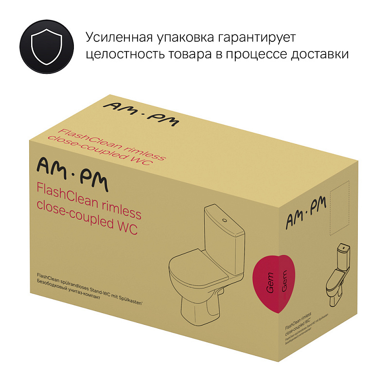 Унитаз напольный AM.PM Gem C908607SC с сиденьем микролифт, белый