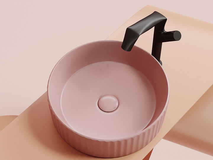 Умывальник CERAMICANOVA Element чаша накладная круглая (цвет Розовый Матовый) CN6057MP