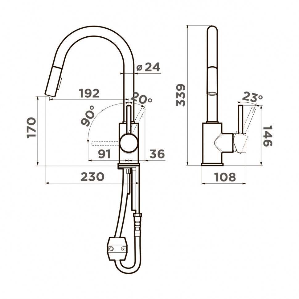 Смеситель для кухни Omoikiri Shinagawa-SB-BN латунь/нержавеющая сталь, 4994459