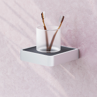 Стакан для зубных щеток настенный Damixa Jupiter DA7734300 стеклянный, хром матовый, черный