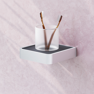 Стакан для зубных щеток настенный Damixa Jupiter DA7734300 стеклянный, хром матовый, черный