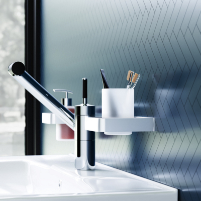 Стакан для зубных щеток настенный Damixa Jupiter DA7734300 стеклянный, хром матовый, черный