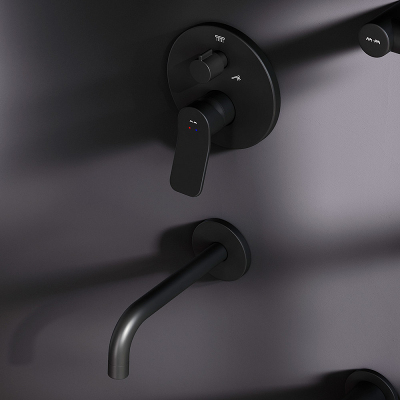 Встраиваемая душевая система AM.PM X-Joy FB85A3RH42 черный: тропический верхний душ, излив с душевой лейкой