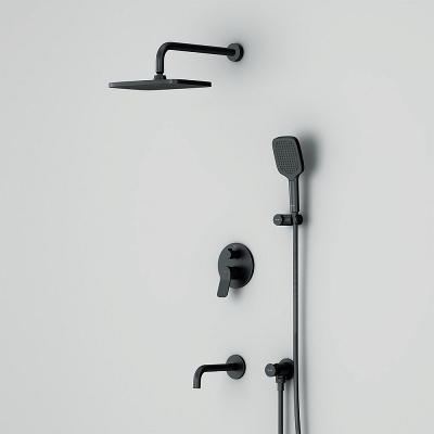 Встраиваемая душевая система AM.PM X-Joy FB85A3RH42 черный: тропический верхний душ, излив с душевой лейкой