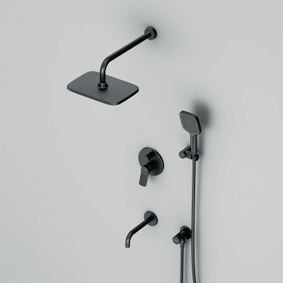 Встраиваемая душевая система AM.PM X-Joy FB85A3RH42 черный: тропический верхний душ, излив с душевой лейкой