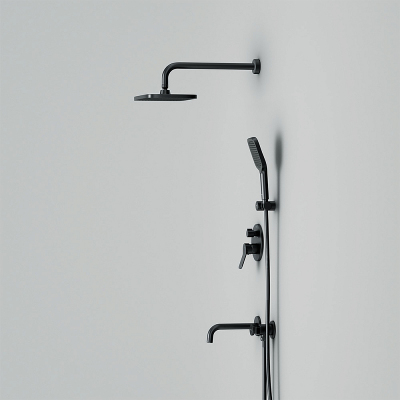 Встраиваемая душевая система AM.PM X-Joy FB85A3RH42 черный: тропический верхний душ, излив с душевой лейкой