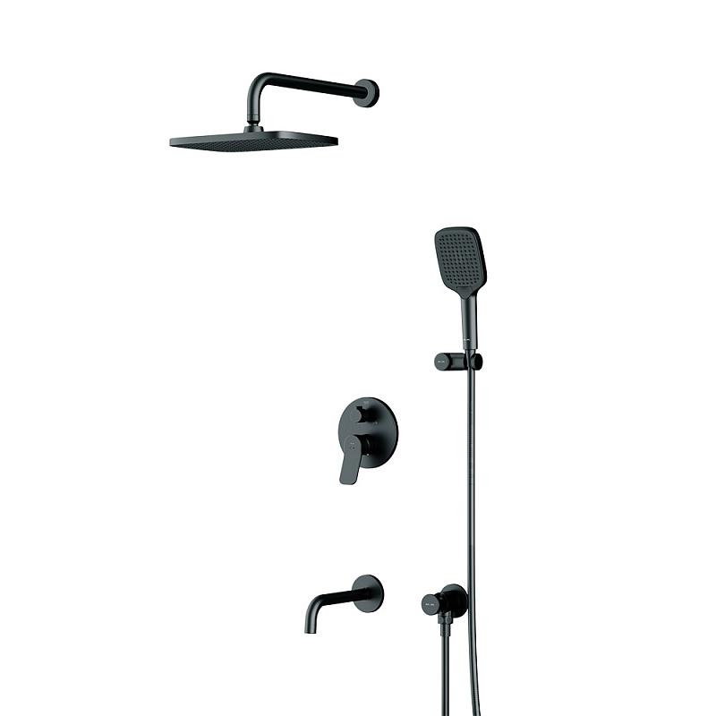 Встраиваемая душевая система AM.PM X-Joy FB85A3RH42 черный: тропический верхний душ, излив с душевой лейкой