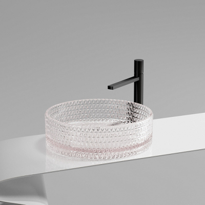 Умывальник CERAMICANOVA Cristal чаша накладная круглая 360 мм (цвет розовый) CN6061