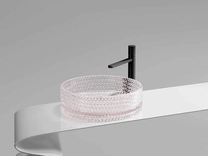 Умывальник CERAMICANOVA Cristal чаша накладная круглая 360 мм (цвет розовый) CN6061