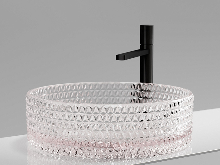 Умывальник CERAMICANOVA Cristal чаша накладная круглая 360 мм (цвет розовый) CN6061