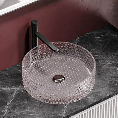 Умывальник CERAMICANOVA Cristal чаша накладная круглая 360 мм (цвет розовый) CN6061