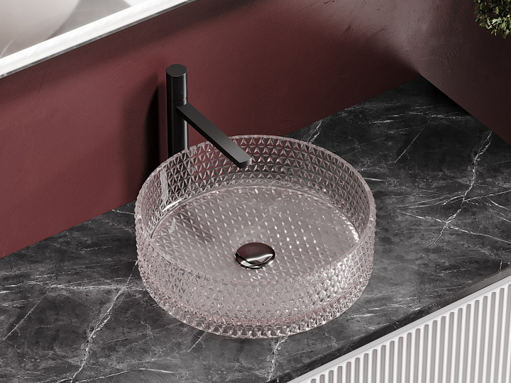 Умывальник CERAMICANOVA Cristal чаша накладная круглая 360 мм (цвет розовый) CN6061