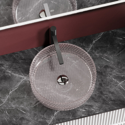 Умывальник CERAMICANOVA Cristal чаша накладная круглая 360 мм (цвет розовый) CN6061