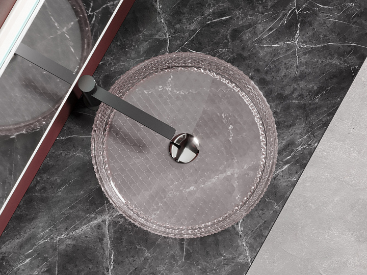 Умывальник CERAMICANOVA Cristal чаша накладная круглая 360 мм (цвет розовый) CN6061