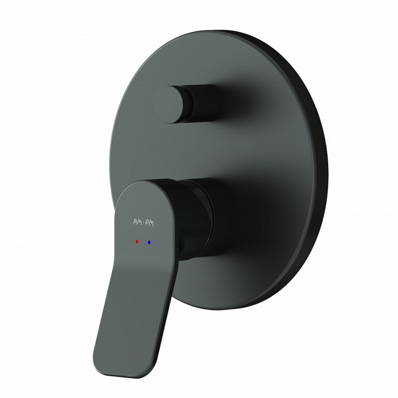 Встраиваемая душевая система AM.PM X-Joy FB85A1RH02 черная: тропический верхний душ, ручной душ