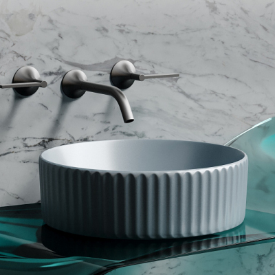 Умывальник CERAMICANOVA Element чаша накладная круглая 360 мм (цвет Серо-Голубой Матовый) CN6057MHL