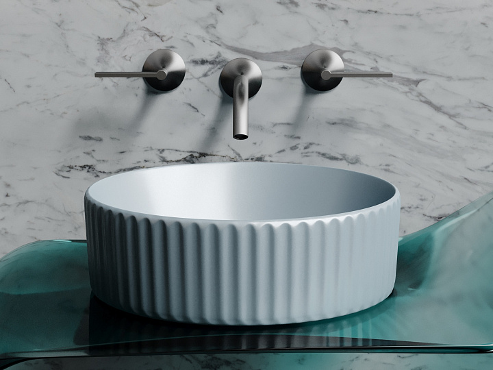 Умывальник CERAMICANOVA Element чаша накладная круглая 360 мм (цвет Серо-Голубой Матовый) CN6057MHL
