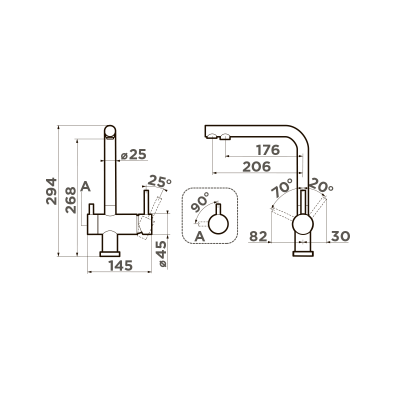 Смеситель для кухни Omoikiri Nagano-P-BL латунь/черный, 4974047